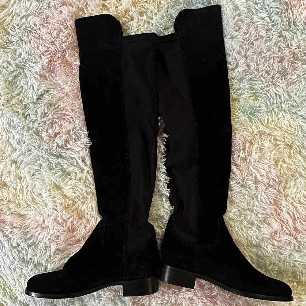 New La CANADIENNE Catey Black Suede Over the Knee Boots Size 7